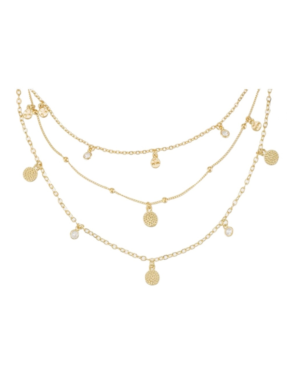 Ettika Gold Multi-Layer Coin and Crystal Necklace 18K Plated - Picture 2 of 5